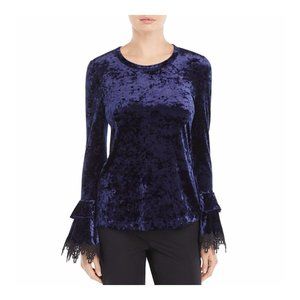 Kobi Halperin Velvet Blouse in Deep Blue
